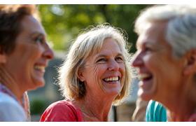 Group of friends laughing and engaging in a social setting