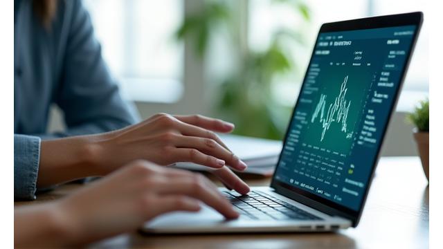 Person using a laptop with health data visualizations for a personalized wellness assessment
