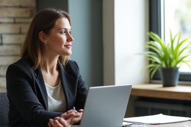 Person meditating discreetly at an office desk