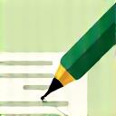 Minimalist icon of a pen and a document with a checkmark, symbolizing data correction and accuracy.